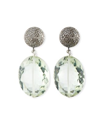 Stone Earrings with Pave Diamonds and Crystal