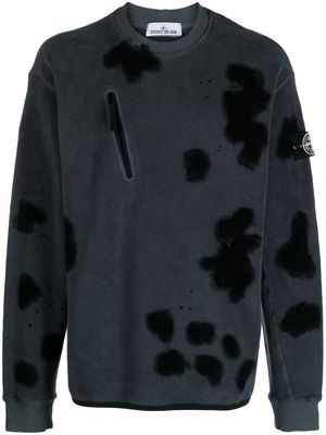Stone Island abstract-pattern fleeced-jersey sweater - Grey