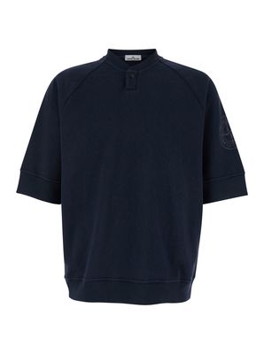 Stone Island Blue Crewneck T-shirt In Cotton Man