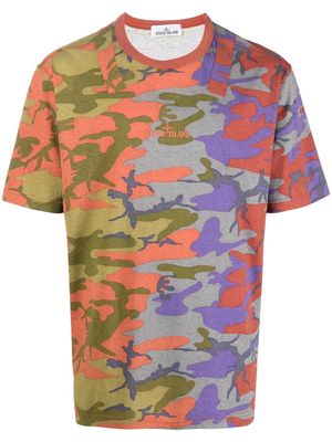 Stone Island camouflage-print cotton T-shirt - Orange