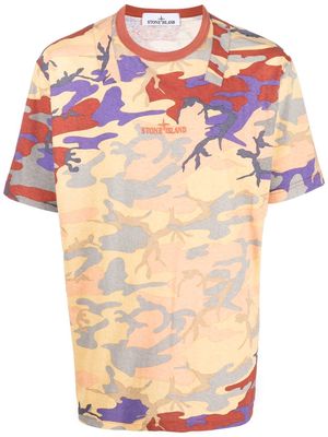 Stone Island camouflage-print cotton T-shirt - Yellow