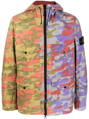 Stone Island camouflage print hooded jacket - Red