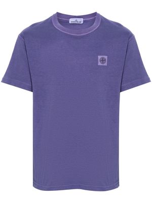 Stone Island Compass-appliqué cotton T-shirt - Purple