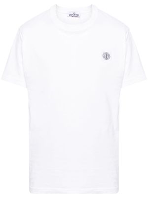 Stone Island Compass-appliqué cotton T-shirt - White