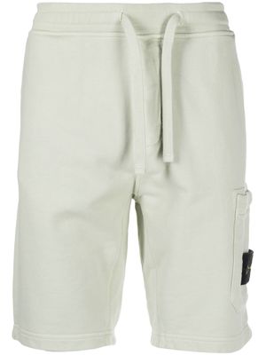 Stone Island Compass-appliqué cotton track shorts - Green