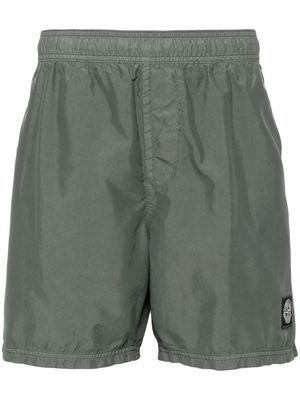 Stone Island Compass-appliqué elasticated-waist shorts - Green