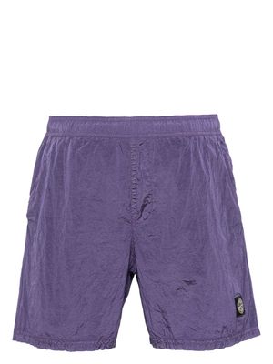 Stone Island Compass-appliqué swim shorts - Purple