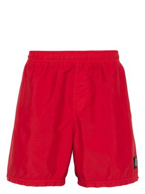 Stone Island Compass-appliqué swim shorts - Red