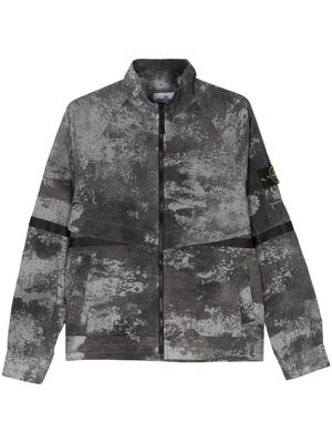 Stone Island Compass-badge abstract-print jacket - Grey