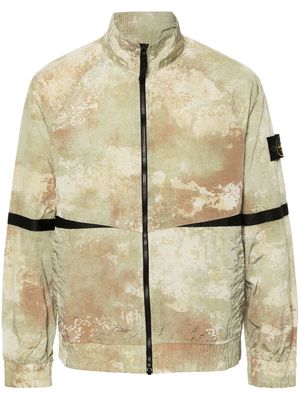 Stone Island Compass-badge abstract-print jacket - Neutrals