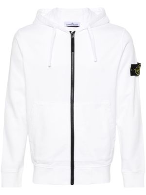Stone Island Compass-badge cotton hoodie - White