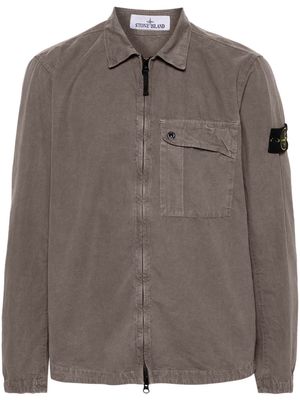 Stone Island Compass-badge cotton shirt - Brown