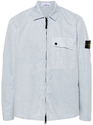 Stone Island Compass-badge cotton shirt jacket - Blue
