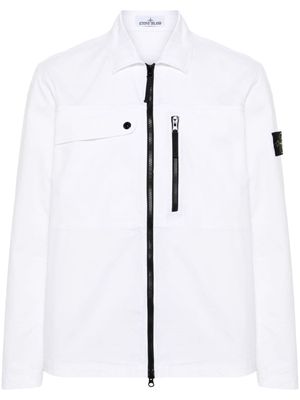 Stone Island Compass-badge cotton shirt jacket - White
