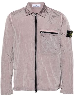 Stone Island Compass-badge crinkled shirt jacket - Purple