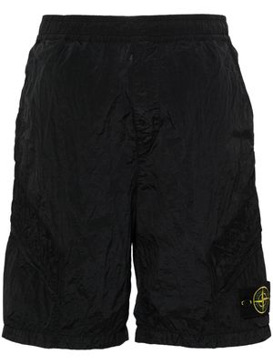 Stone Island Compass-badge crinkled shorts - Black