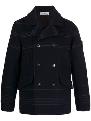Stone Island Compass badge double-breasted coat - Blue