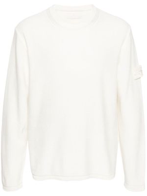 Stone Island Compass-badge ribbed-knit jumper - White