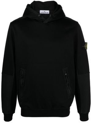 Stone Island Compass-badge ripstop-detailed hoodie - Black