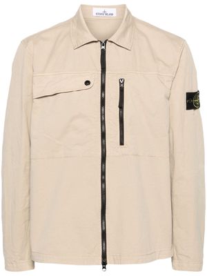 Stone Island Compass-badge zip-up shirt jacket - Neutrals