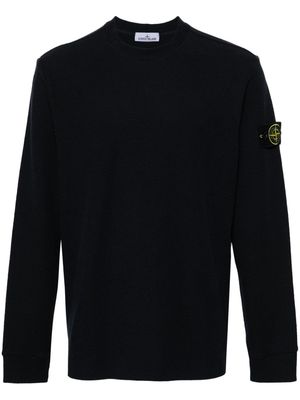 Stone Island Compass-bage ribbed jumper - Blue