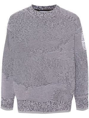 Stone Island Compass-embroidered striped jumper - Grey