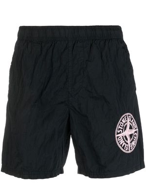 Stone Island Compass-embroidered track shorts - Blue