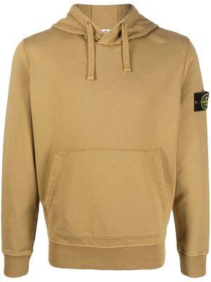 Stone Island Compass-logo cotton hoodie - Brown