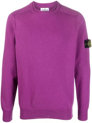 Stone Island Compass-logo cotton jumper - Purple