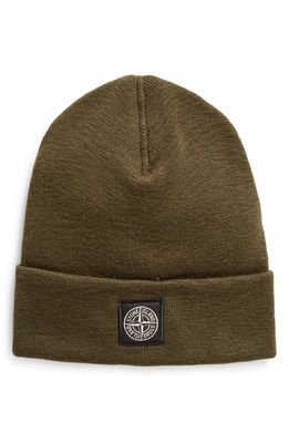 Stone Island Compass Logo Patch Beanie in Olive