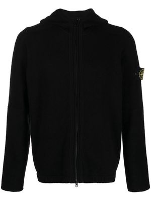 Stone Island Compass logo-patch zipped hoodie - Black