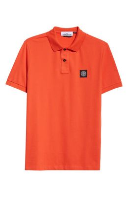 Stone Island Compass Logo Short Sleeve Stretch Cotton Piqué Polo in Orange Red