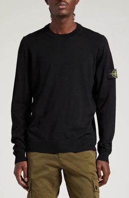 Stone Island Compass Logo Virgin Wool Sweater in Black