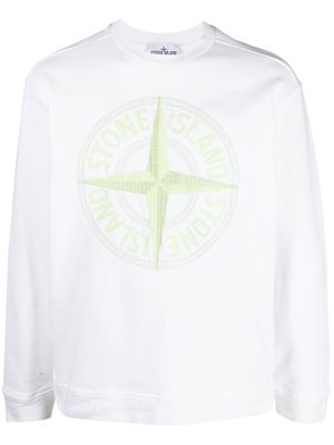Stone Island Compass-motif long-sleeved sweatshirt - White
