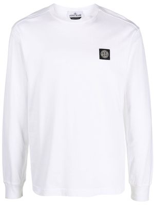 Stone Island Compass-motif long-sleeved T-shirt - White