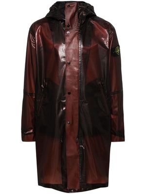 Stone Island Compass-motif metallic-effect coat - Red