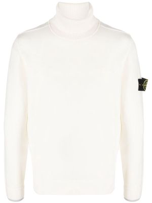 Stone Island Compass-motif roll-neck sweater - White