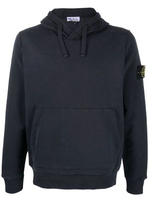 Stone Island Compass-patch cotton hoodie - Blue