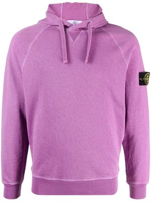 Stone Island Compass-patch cotton hoodie - Purple