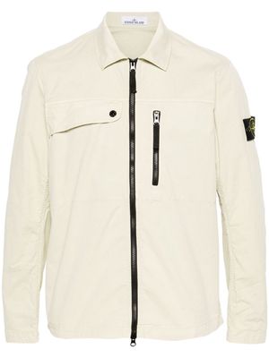Stone Island Compass-patch cotton shirt jacket - Green