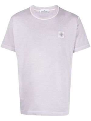 Stone Island Compass-patch cotton T-shirt - Purple
