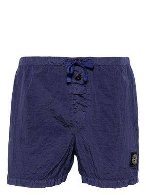Stone Island Compass-patch crinkled swim shorts - Purple
