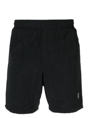 Stone Island Compass-patch elasticated-waist swim shorts - Black