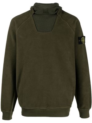 Stone Island Compass-patch fleece-texture hoodie - Green
