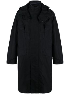 Stone Island Compass-patch hooded coat - Black