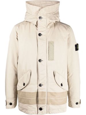 Stone Island Compass-patch hooded jacket - Neutrals