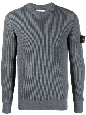 Stone Island Compass-patch ribbed-knit jumper - Grey