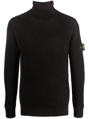 Stone Island Compass-patch roll-neck jumper - Black