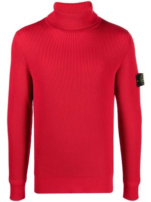 Stone Island Compass-patch roll-neck jumper - Red