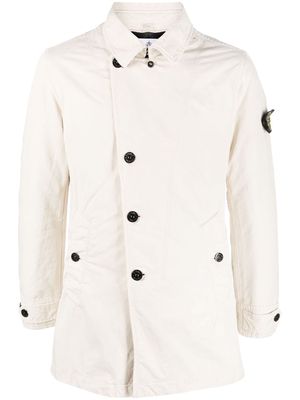 Stone Island Compass-patch single-breasted coat - Neutrals
